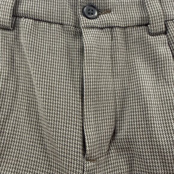 Abercrombie & Fitch Mens 33 Houndstooth Brown Loose Pleated Front Trouser - Picture 6 of 8